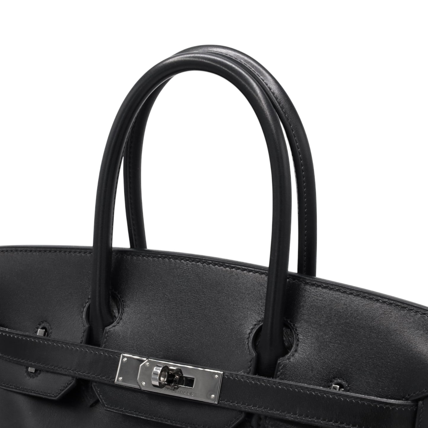 バーキン30　ボックスカーフ　ブラック　ルテニウム金具　□G刻印