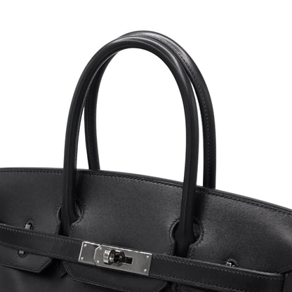 バーキン30　ボックスカーフ　ブラック　ルテニウム金具　□G刻印