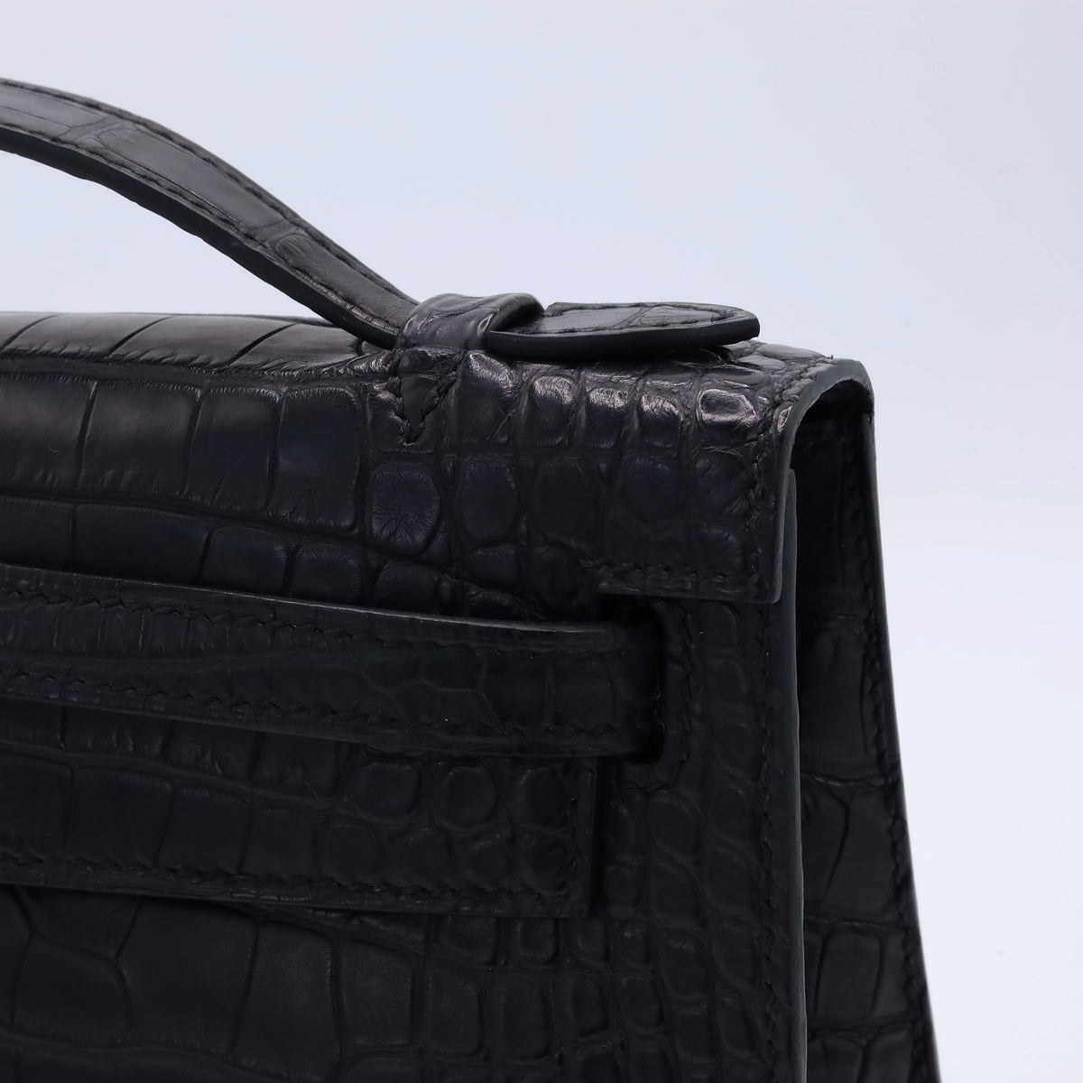 Pochette Kelly Alligator Matte Black SS WStamp