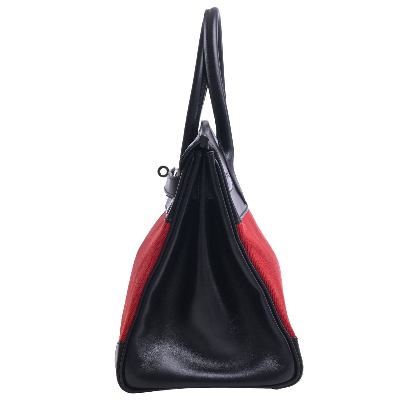 Birkin 30 Box Calf Toile Potamos Black Red SS □J Engraved