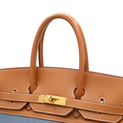 Birkin 35 Gulliver Toile Jean Gold Blue Indigo GP □BStamp