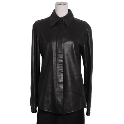 シャツジャケット　ラム　ブラック　36