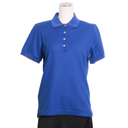 ポロシャツ　セリエボタン　コットン　ブルー　オレンジ　M