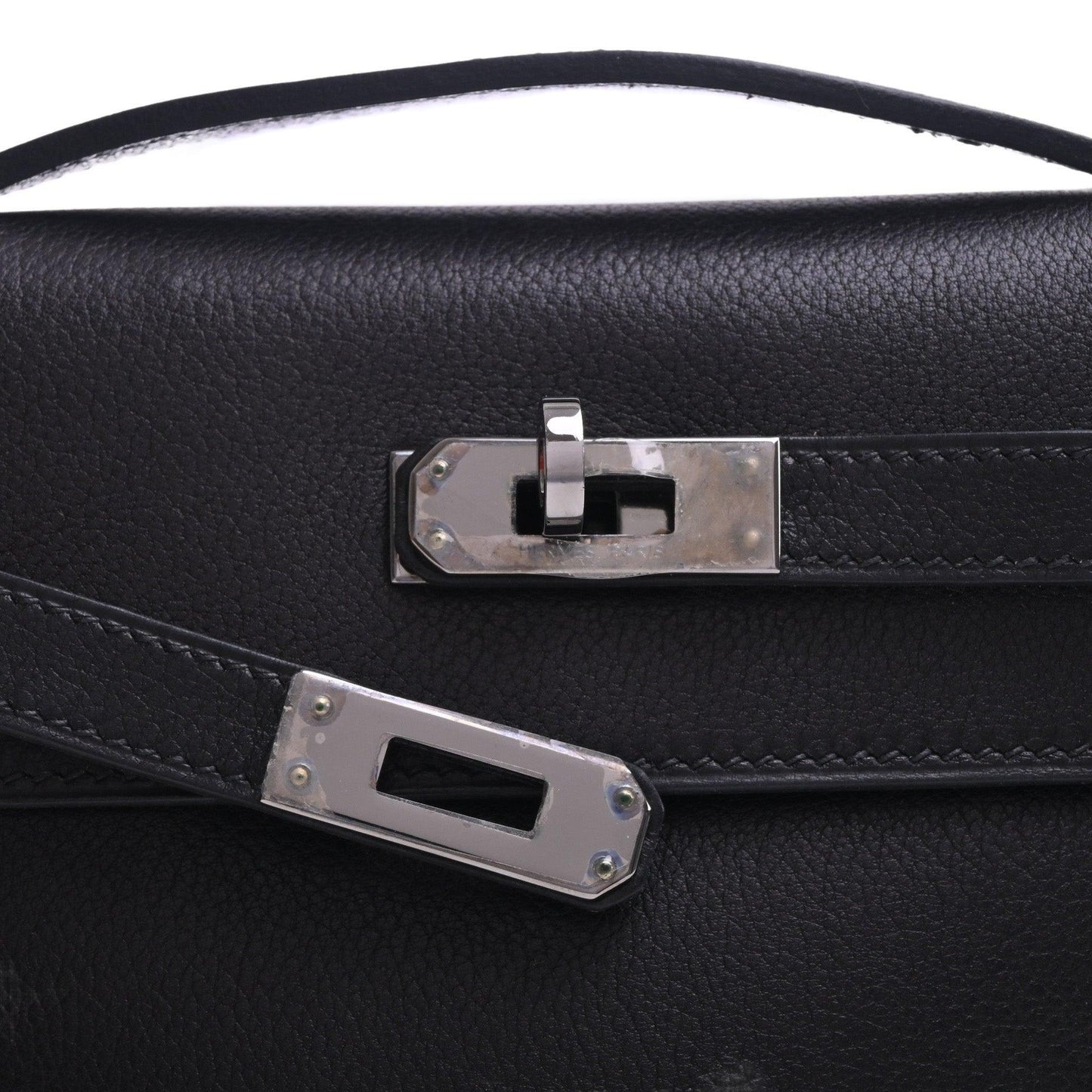 Pochette Kelly Evergrain Black SS □I engraved