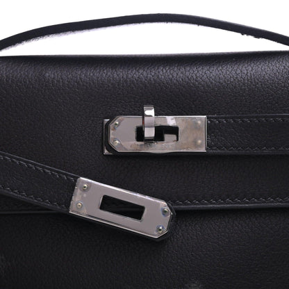 Pochette Kelly Evergrain Black SS □I engraved