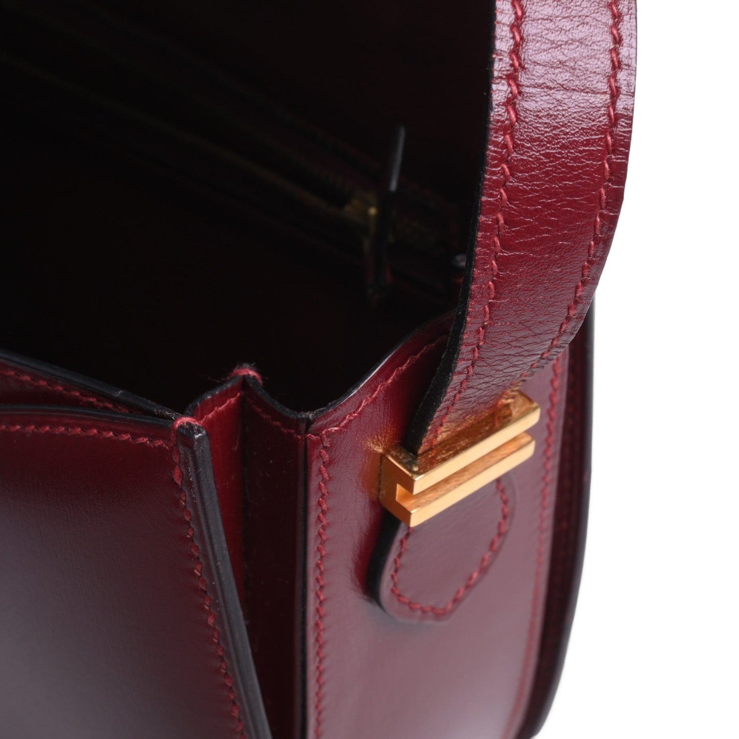 ヴィンテージショルダーバッグ　ボックスカーフ　ルージュアッシュ　GP　〇O刻印