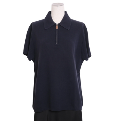 Half zip cut and sew cotton navy M
