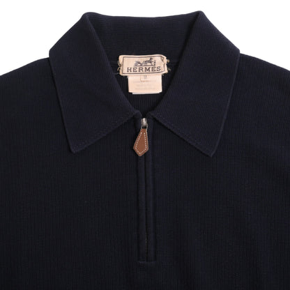 Half zip cut and sew cotton navy M
