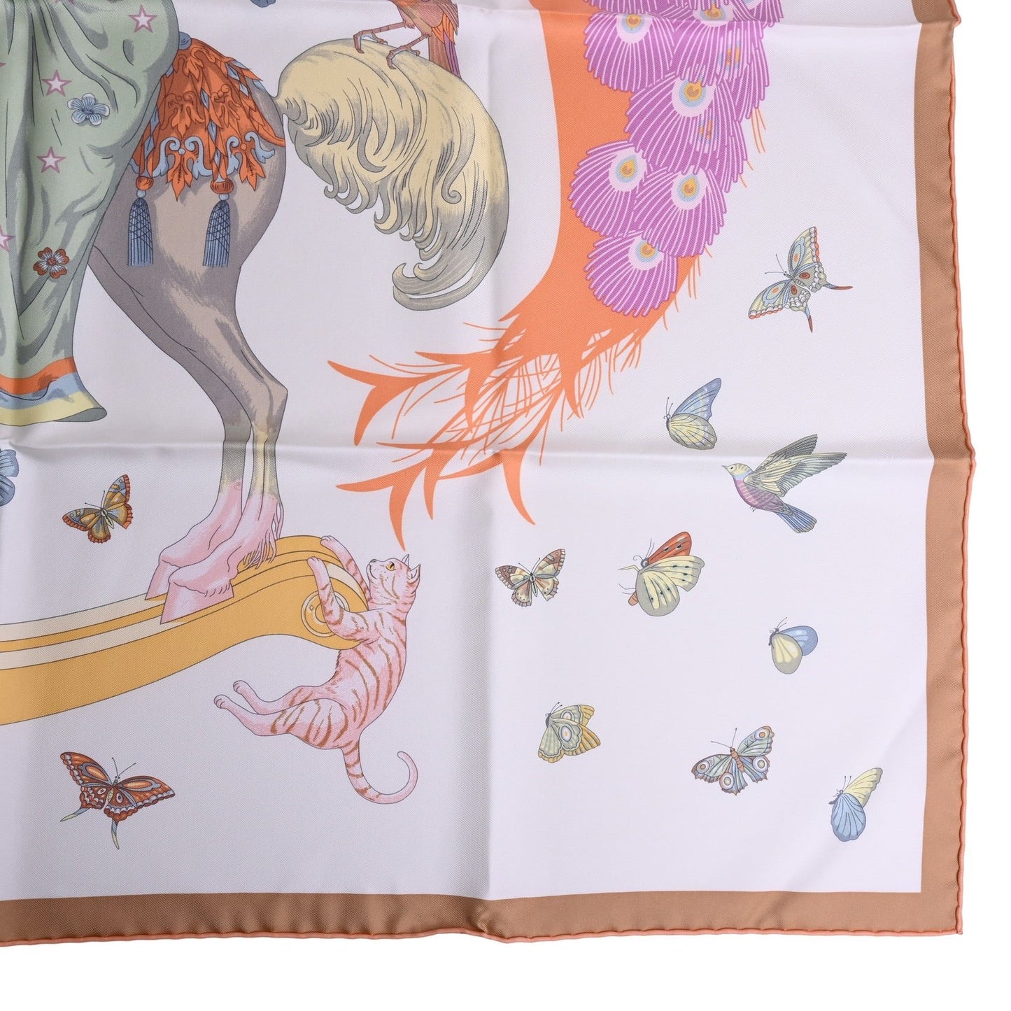 Carre 90 Hermes Story Silk White