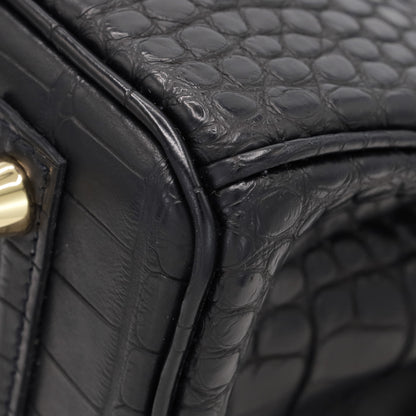 バーキン25　アリゲーターマット　ブラック　GP　K刻印