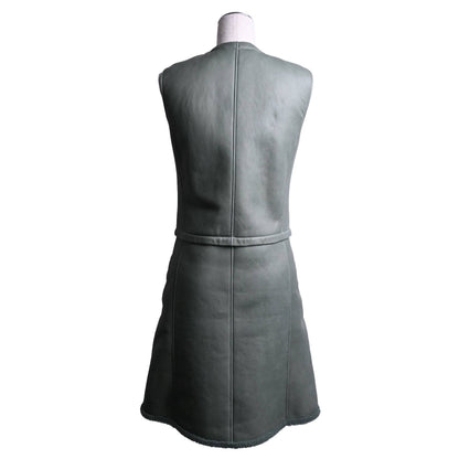 ロングジレ　ムートン　カーキ　34