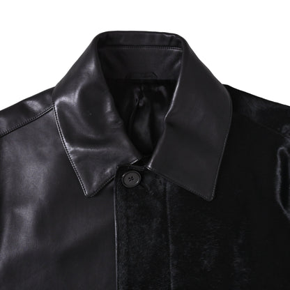 トレンチコート　トロイカ　カーフ　ブラック　44