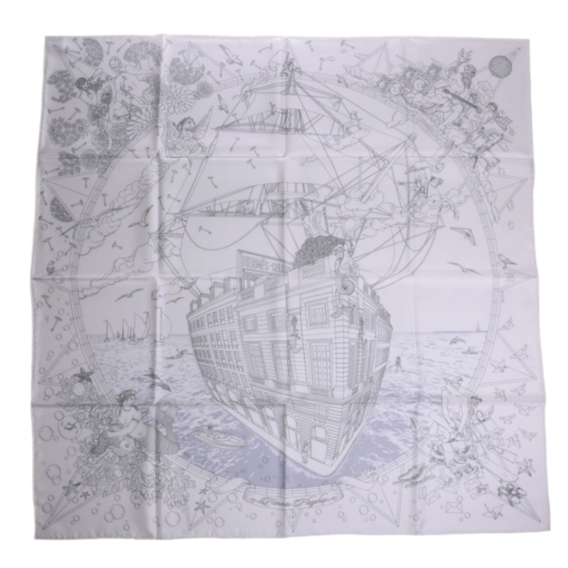 Carre 90 Hermes flagship silk white