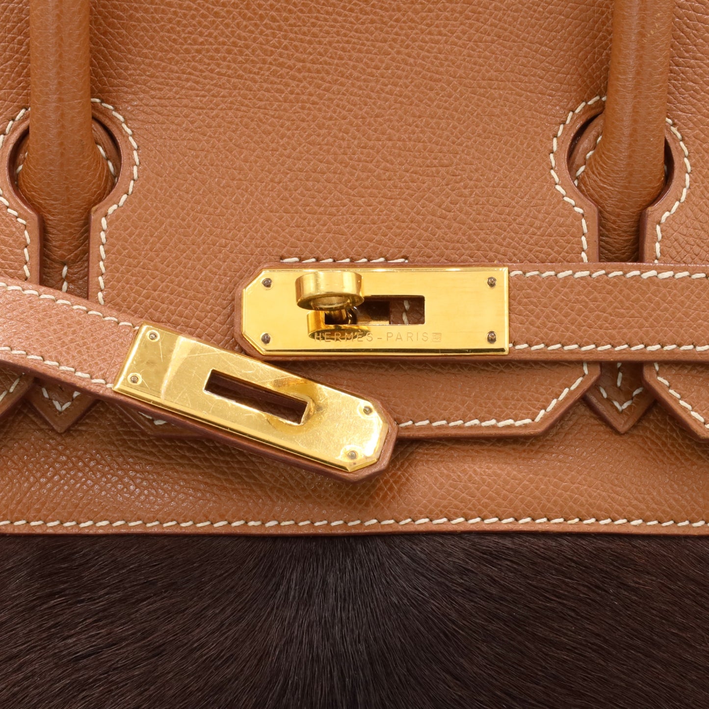 バーキン30　ヴォーエプソン　ハラコ　ゴールド　GP　□D刻印