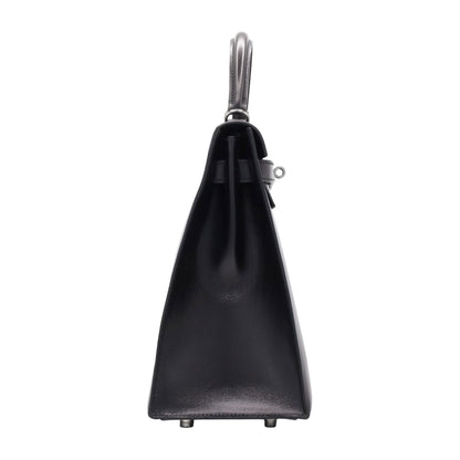Kelly 32 box calf black ruthenium hardware □J engraved