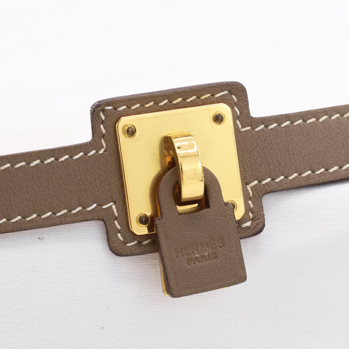 O'Kelly Leather Bracelet Vaux Swift Etoupe Gold GP DStamp