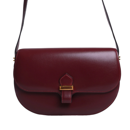 ヴィンテージショルダーバッグ　ボックスカーフ　ルージュアッシュ　GP　〇O刻印