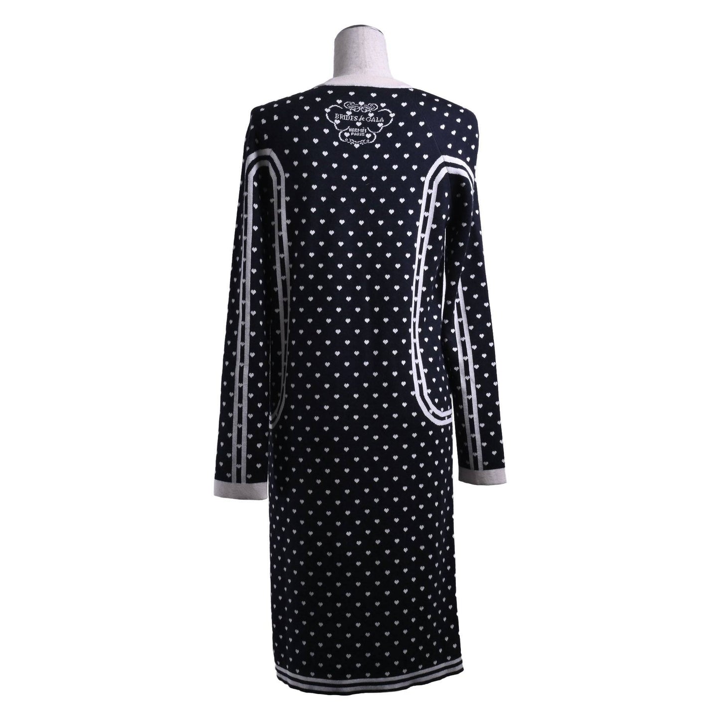 ニットワンピース　式典用馬勒　カシミヤ　ブラック　ホワイト　34