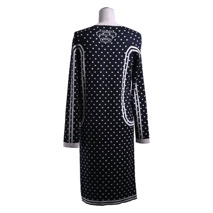 ニットワンピース　式典用馬勒　カシミヤ　ブラック　ホワイト　34