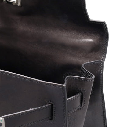Kelly 32 box calf black ruthenium hardware □J engraved