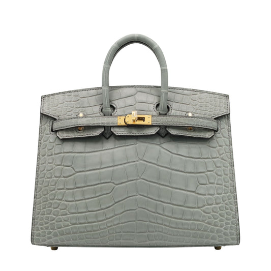 Birkin 20 Alligator Matte Griciman GP W engraved
