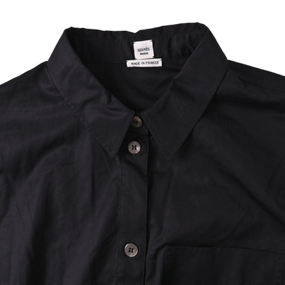 シャツワンピース　コットン　ブラック　42