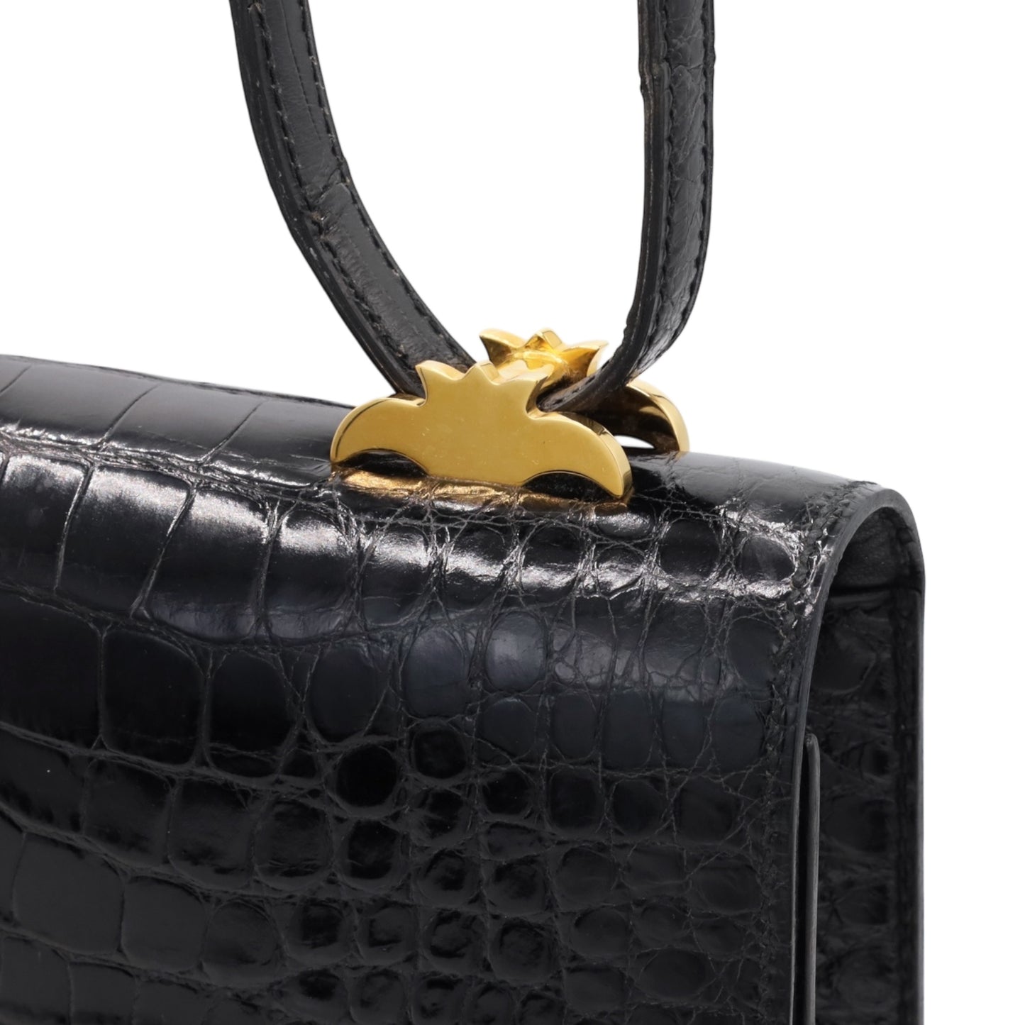 Vintage Shoulder Bag Alligator Black GP 〇RStamp