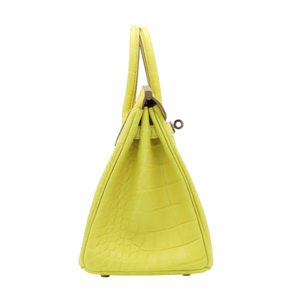 Birkin 25 Alligator Matte Lime SS WStamp
