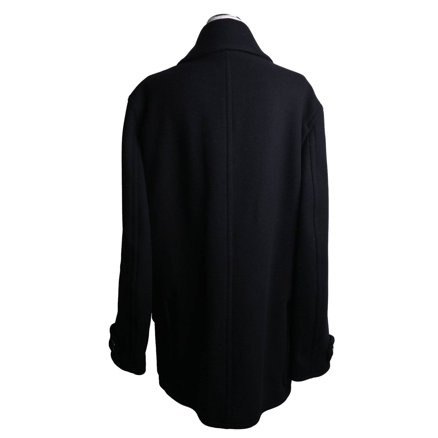 Pコート　ウール　レザー　ブラック　50