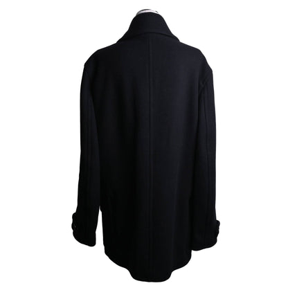 Pコート　ウール　レザー　ブラック　50