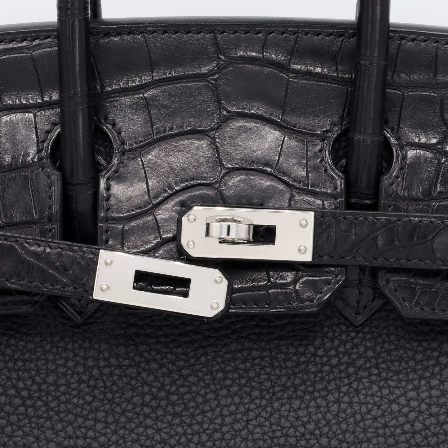 Birkin 25 Touch Alligator Togo Black SS UStamp