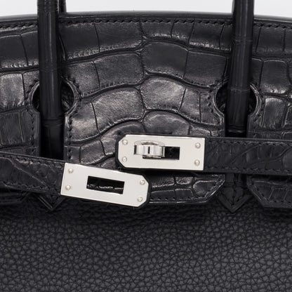 Birkin 25 Touch Alligator Togo Black SS UStamp