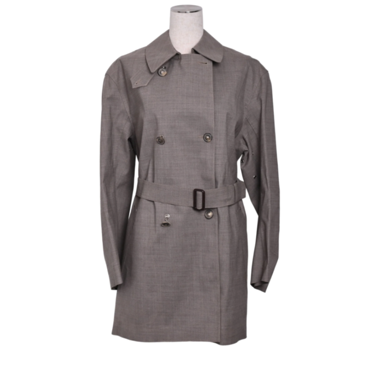 コート　マッキントッシュ　ウール　グレー　XS