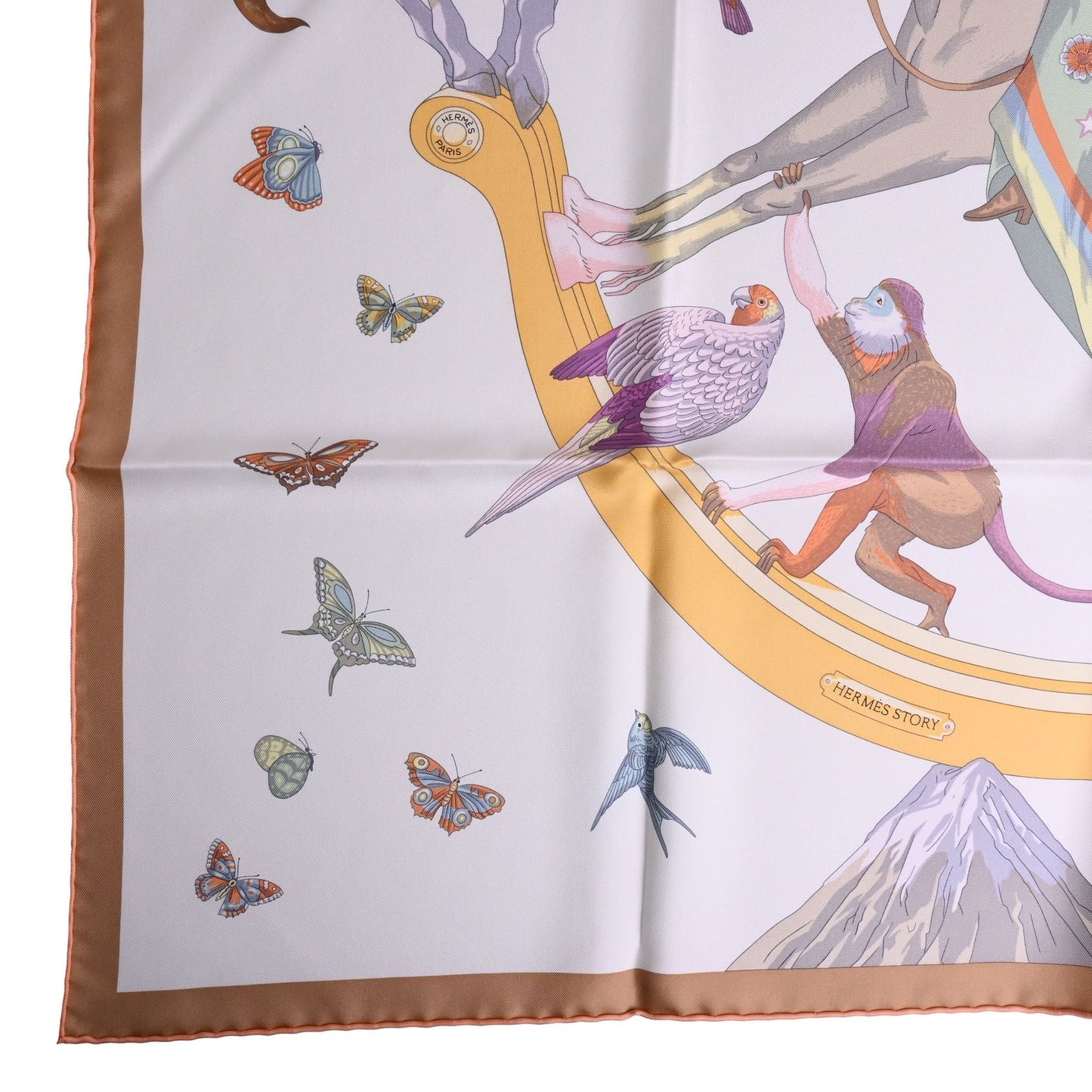 Carre 90 Hermes Story Silk White