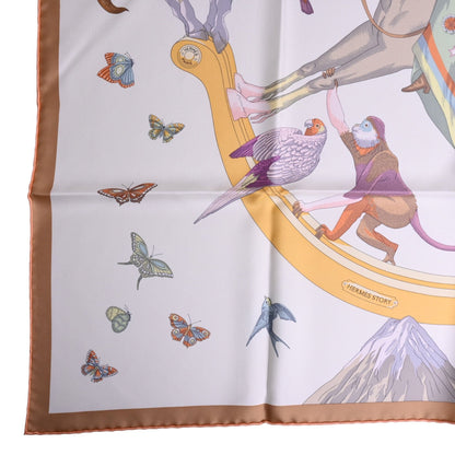 Carre 90 Hermes Story Silk White