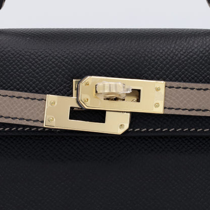 迷你凯莉包 2 个人订单 Vaux Epson 黑色 Griasphalt 香槟金色五金件 W 雕刻