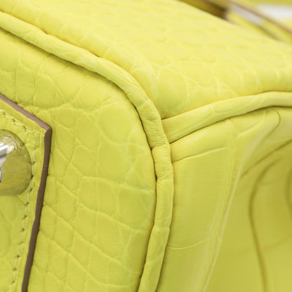 Birkin 25 Alligator Matte Lime SS WStamp