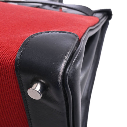 Birkin 30 Box Calf Toile Potamos Black Red SS □J Engraved