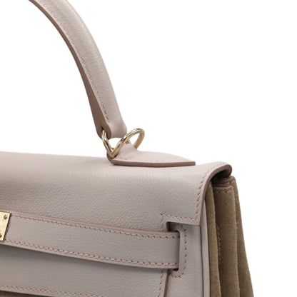 Kelly 32 Voever Color Grizzly Pearl Gray Champagne Gold Hardware □Q Stamp