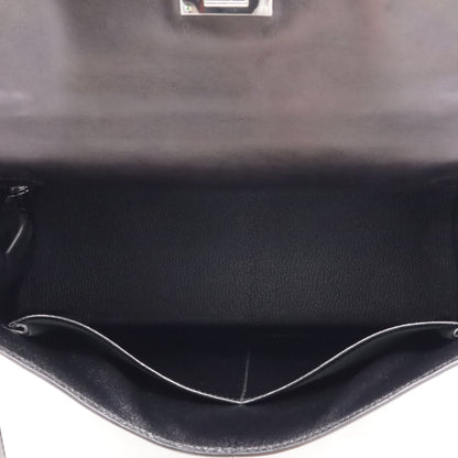 Kelly 32 box calf black ruthenium hardware □J engraved