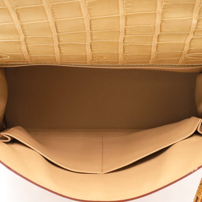 Kelly 32 Gillies Alligator Lizard Ostrich Pousier Chestnut Champagne Gold □Q stamp