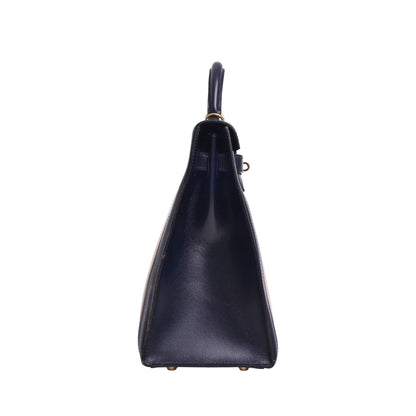 Kelly 32 Crinolan Box Calf Blue Indigo GP □J Engraved