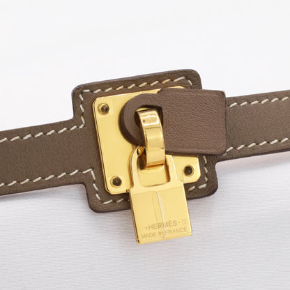 O'Kelly Leather Bracelet Vaux Swift Etoupe Gold GP DStamp