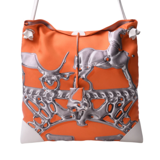 Silky City PM Silver Drop Silk Calf Orange White SS □N Engraved