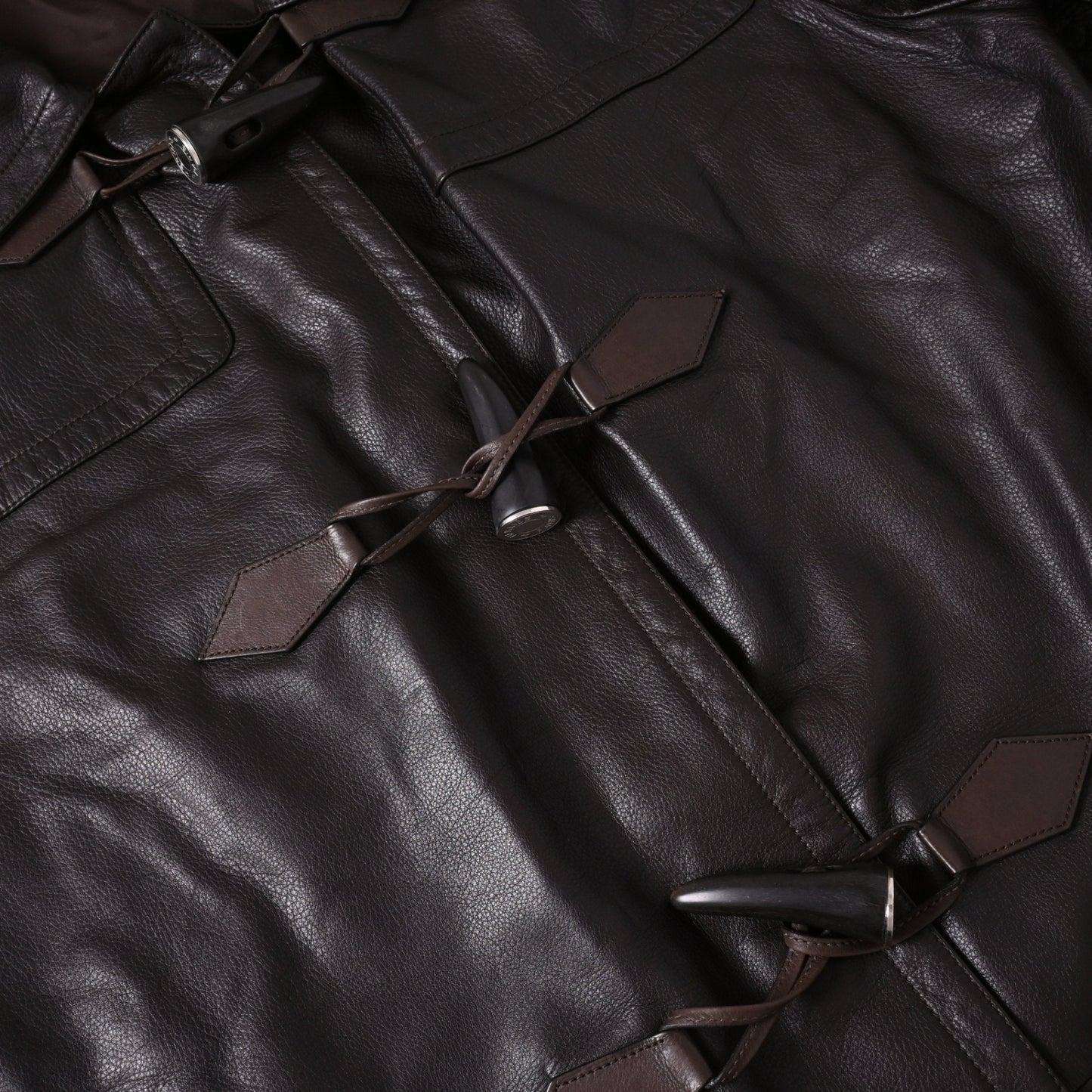 ダッフルコート　レザー　ブラウン　46