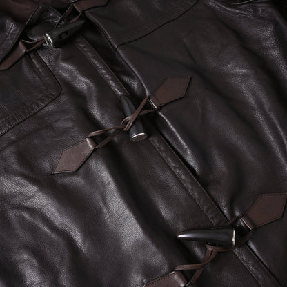 ダッフルコート　レザー　ブラウン　46