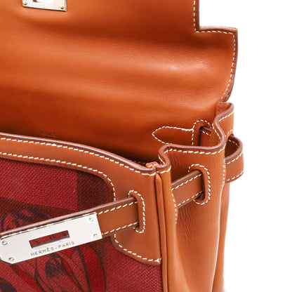 Kelly 28 Amazon Barenia Toile Couver Rouge Ash Fauve SS □NStamp