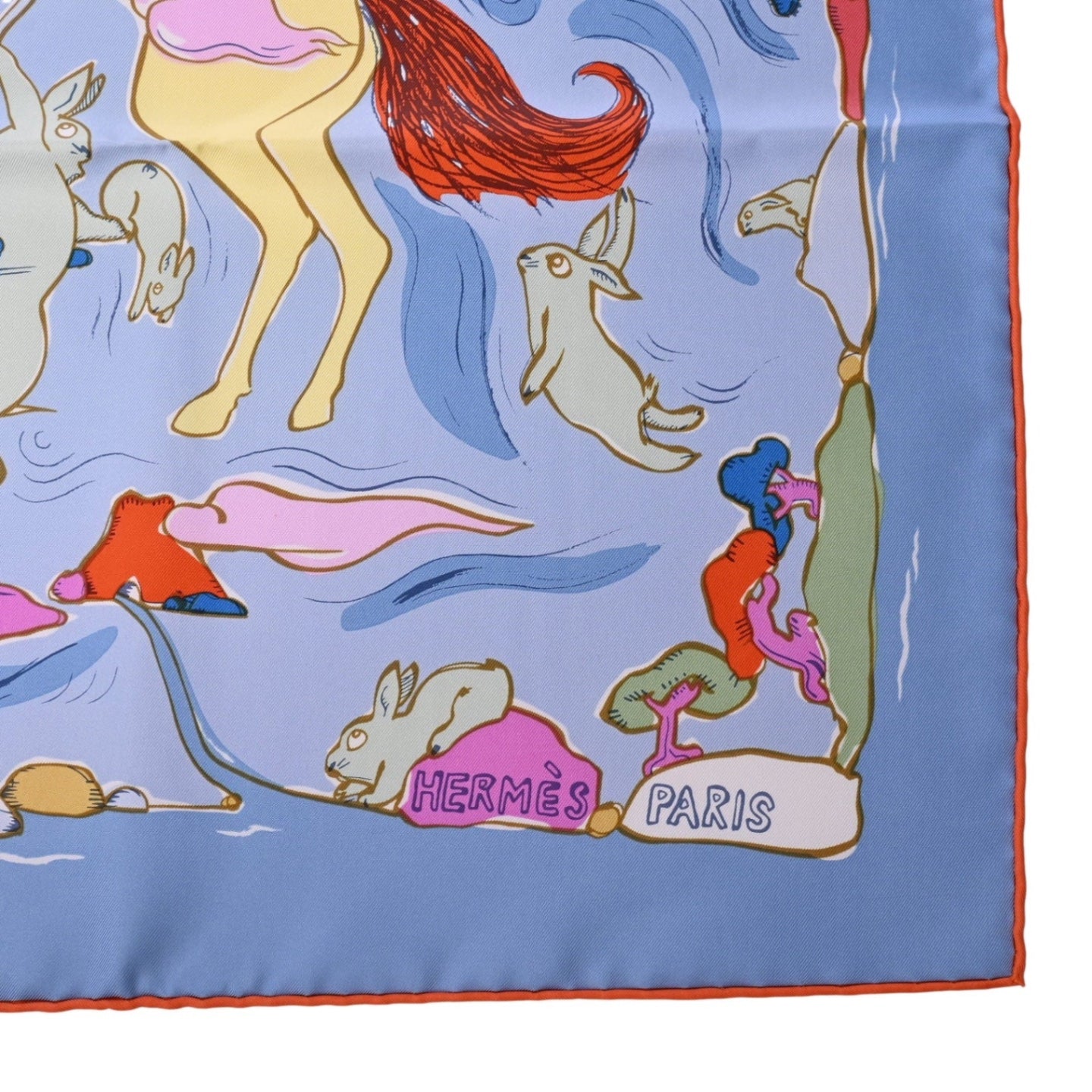 Carre 90 Thousand and One Rabbit Silk Blue