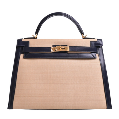 Kelly 32 Crinolan Box Calf Blue Indigo GP □J Engraved