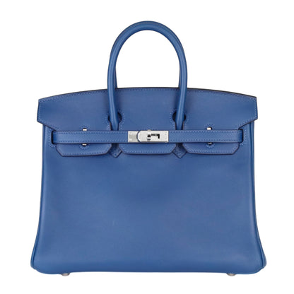 Birkin 25 Voor Swift Deep Blue SS Y engraved